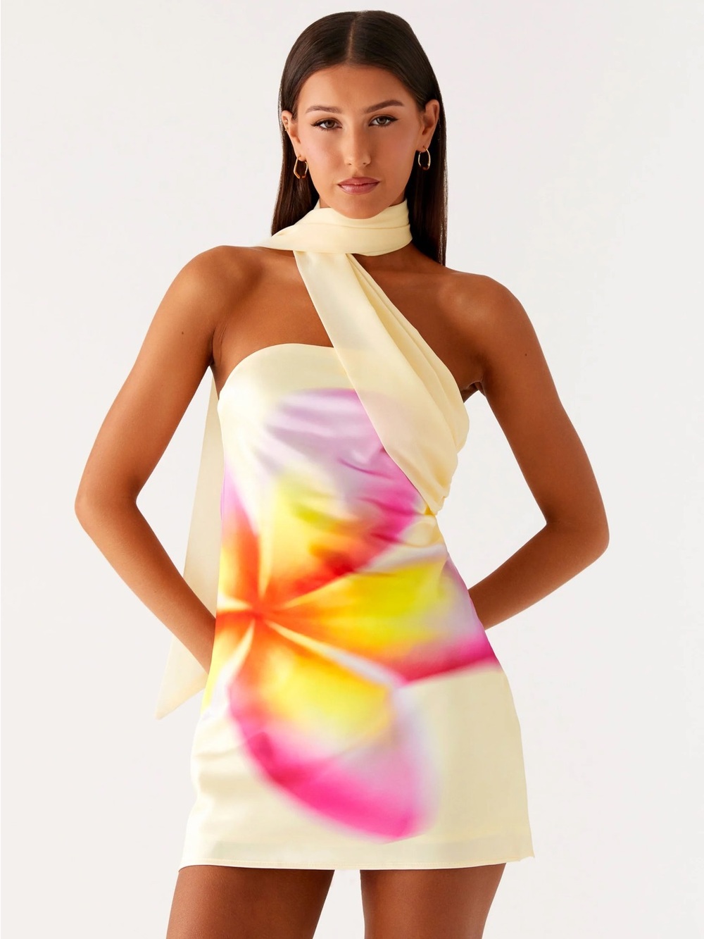Peppermayo floral mini dress with scarf